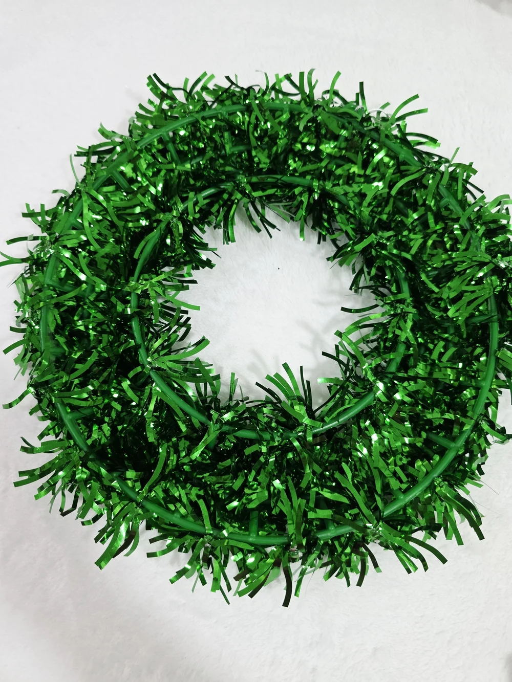 Christmas Green Holiday Tinsel Wreath - Home Accent Decor 11